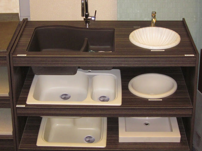Kithen sink basins on displat at the Hughes Daytona plumbing showroom
