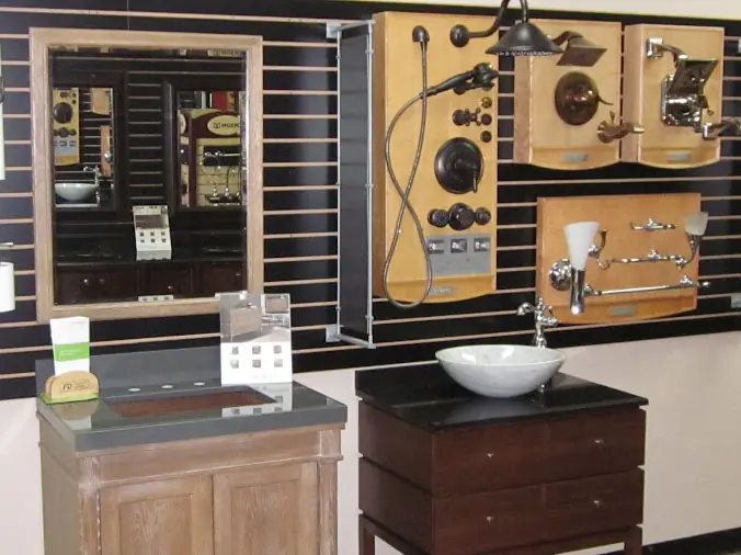 Hughes plumbing supply showroom bathroom shower display